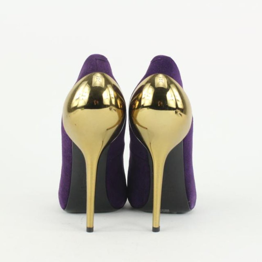 Giuseppe Zanotti Women's 39.5 Purple Suede x Gold Nana Heels 1116gz45 - Picture 4 of 12